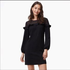 𝅺loft Swiss dot illusion neckline ruffle dress